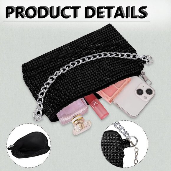 Women Crossbody Bag Rhinestone Bling Evening Clutch Bag,Ladies Handbag Glitter M - Picture 3 of 5